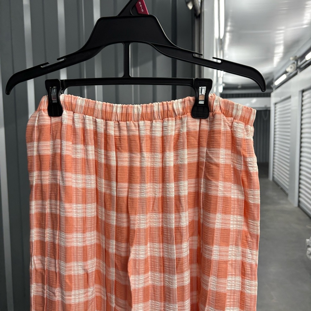 NWT Matthew & David Chic Peach Embroidered Blouse & Plaid Pleated Skirt Set 18 - Picture 16 of 16